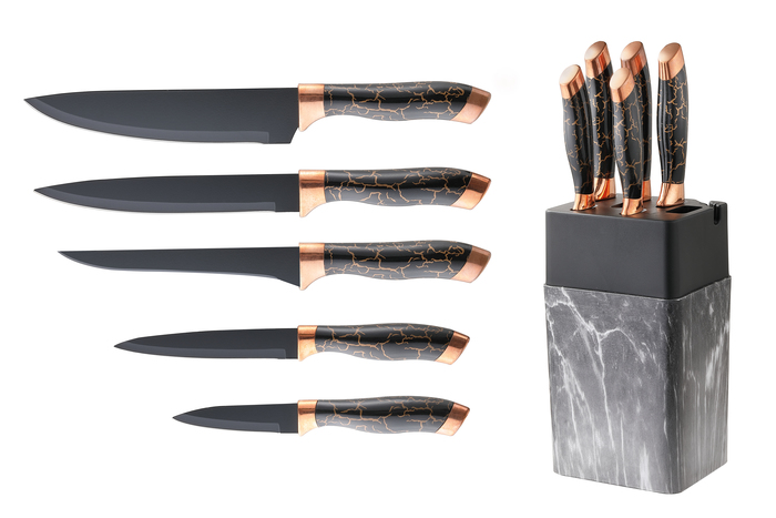 Набір ножів з підставкою 6 предметів Мармур голд ( шт )